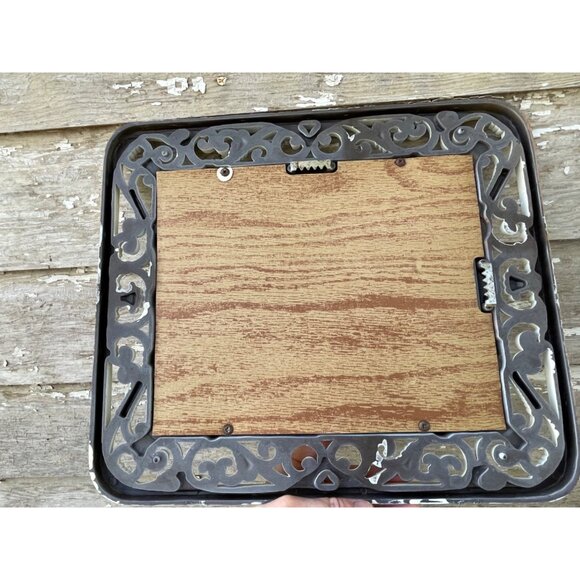 Vintage 1970s Syroco Homco White Faux Wicker Rattan Wall Mirror 14.5x12.5 - Picture 4 of 15